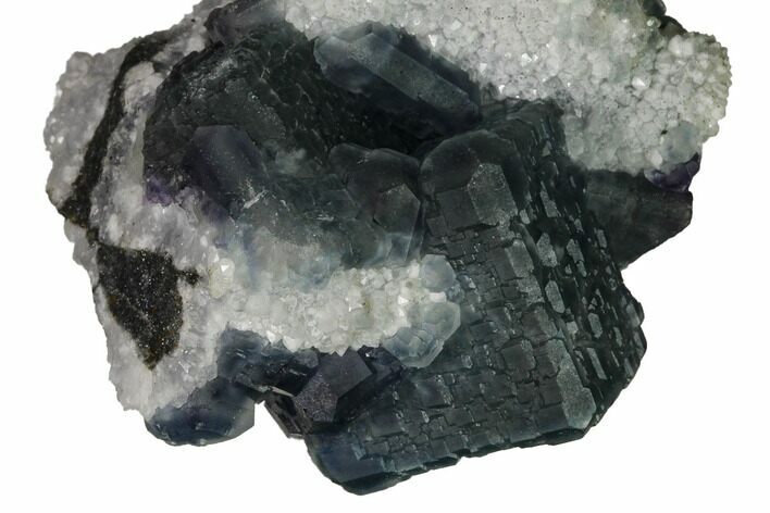 Multicolored Fluorite Crystals on Quartz - China #164015
